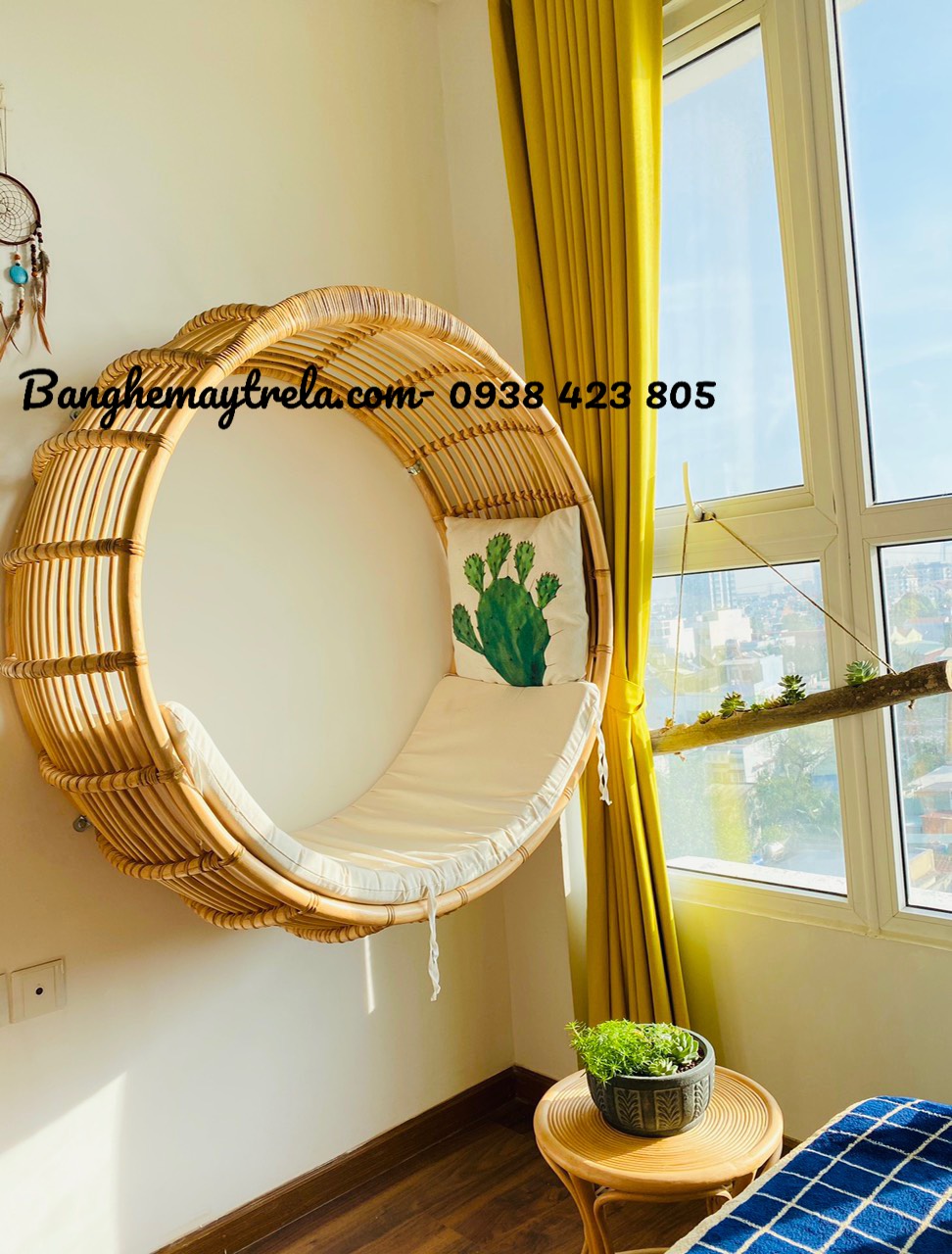 Ghế xích đu mây tròn treo trần nhà